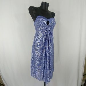 Nicole Miller Shimmering Blue Faux Wrap Dress SZ 2